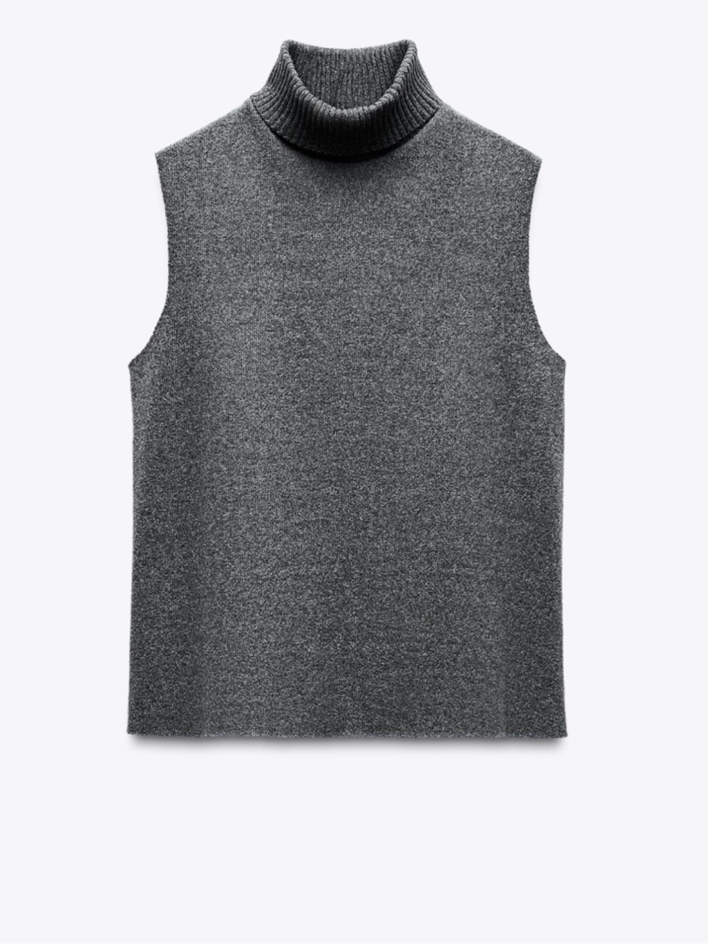 Zara Sleeveless Turtleneck Knit Top - Gray